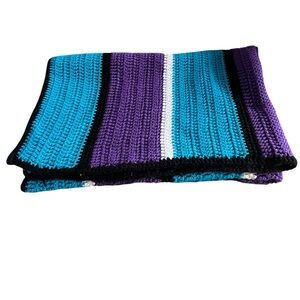 HANDMADE CROCHETED AFGHAN MULTICOLOR MEASURES‎ 62”x 52”pre-owned